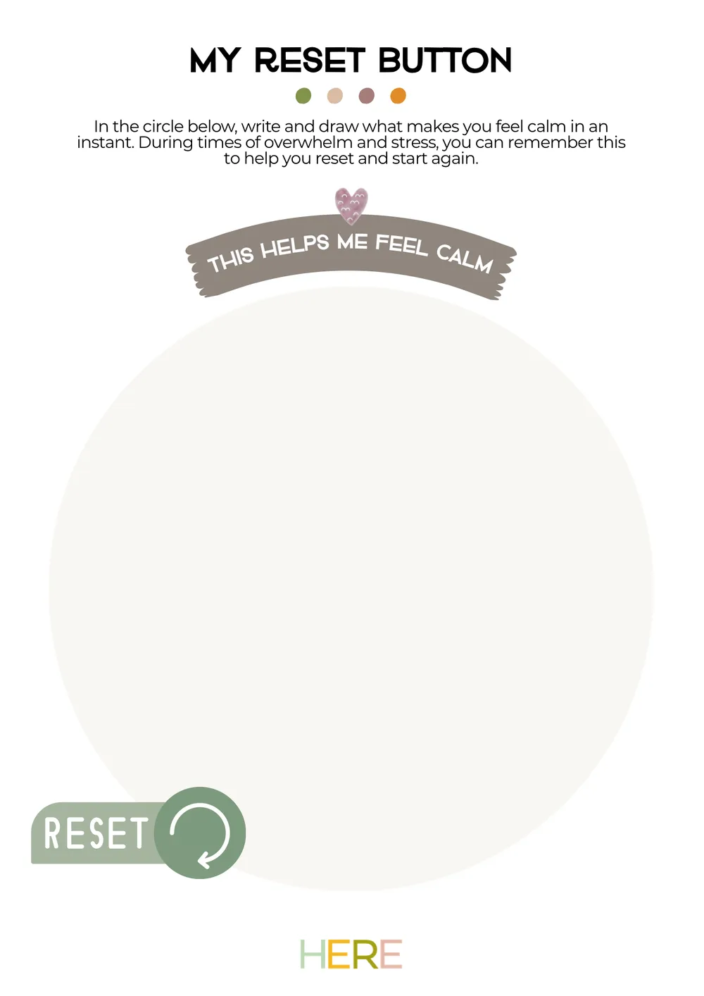 The first page of My Reset Button