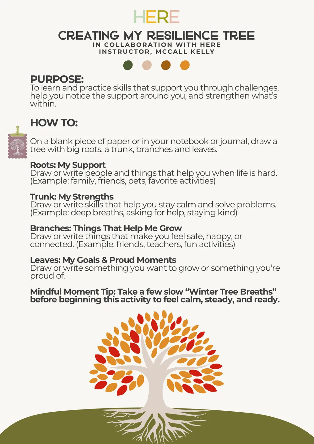 The first page of My Resilience Tree