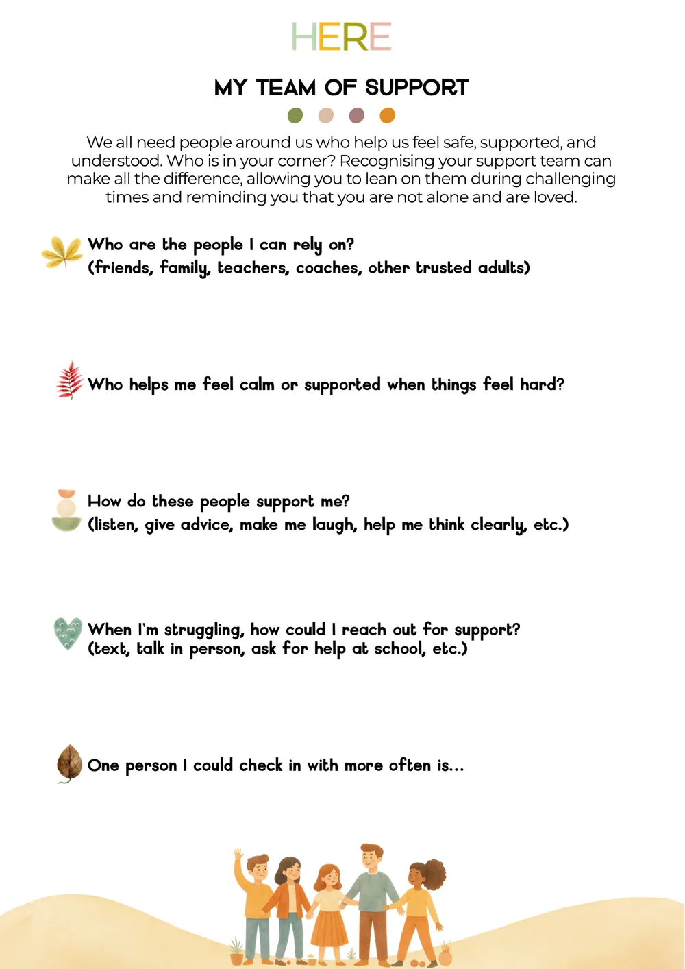 The first page of My Team of Support