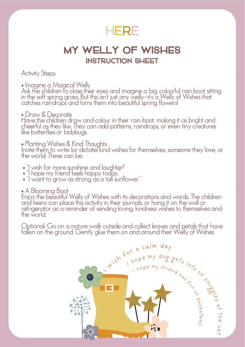 The first page of My Welly Of Wishes Spring