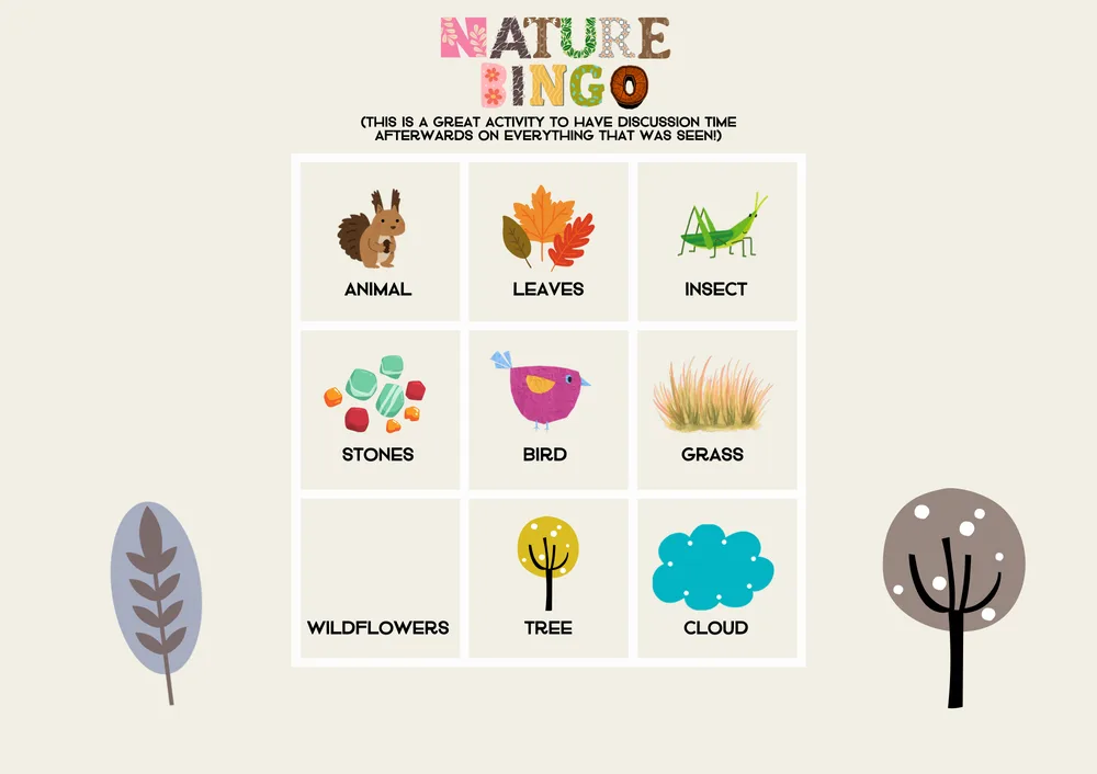 The first page of Nature Bingo
