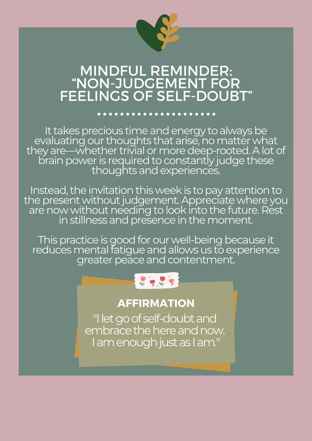 The first page of Non-Judgement For Self-Doubt