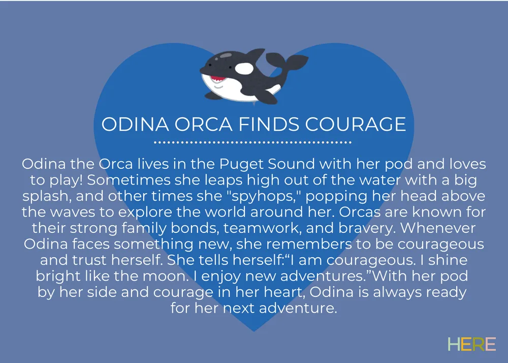 The first page of Odina The Orca Finds Courage