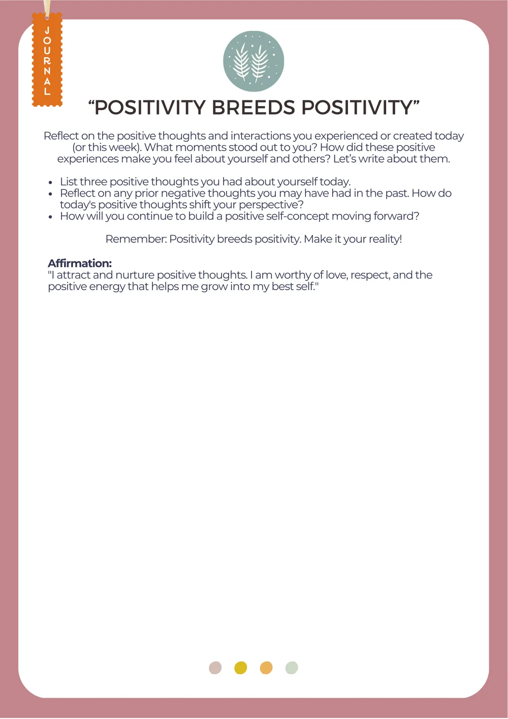The first page of Positivity Breeds Positivity