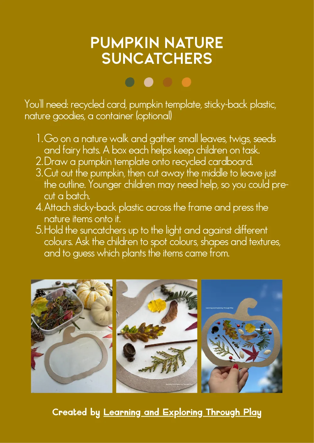 The first page of Pumpkin Nature Suncatchers