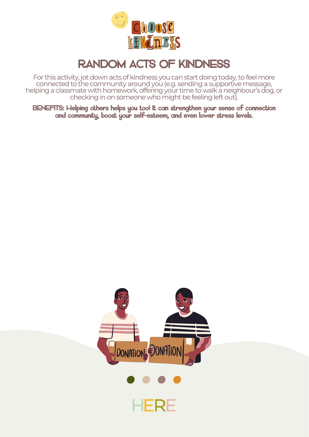 The first page of Random Acts Of Kindness