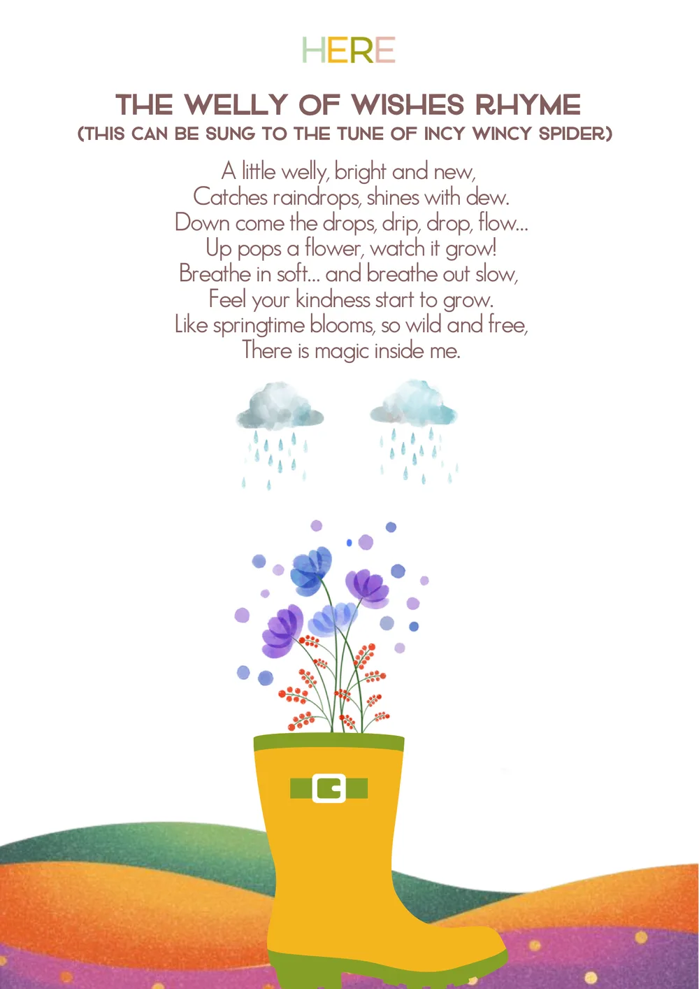 The first page of Rhyme and Song Welly of Wishes