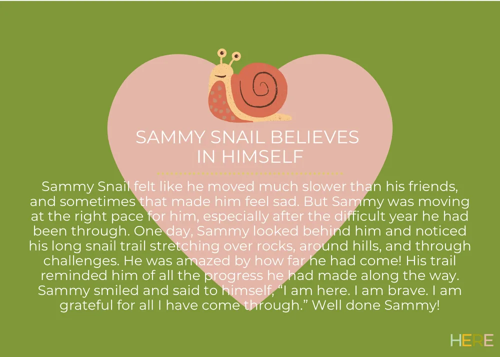 The first page of Sammy The Snail Believes In Himself