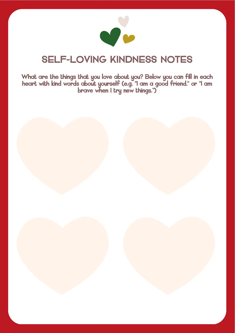 The first page of Self-Loving Kindness Notes