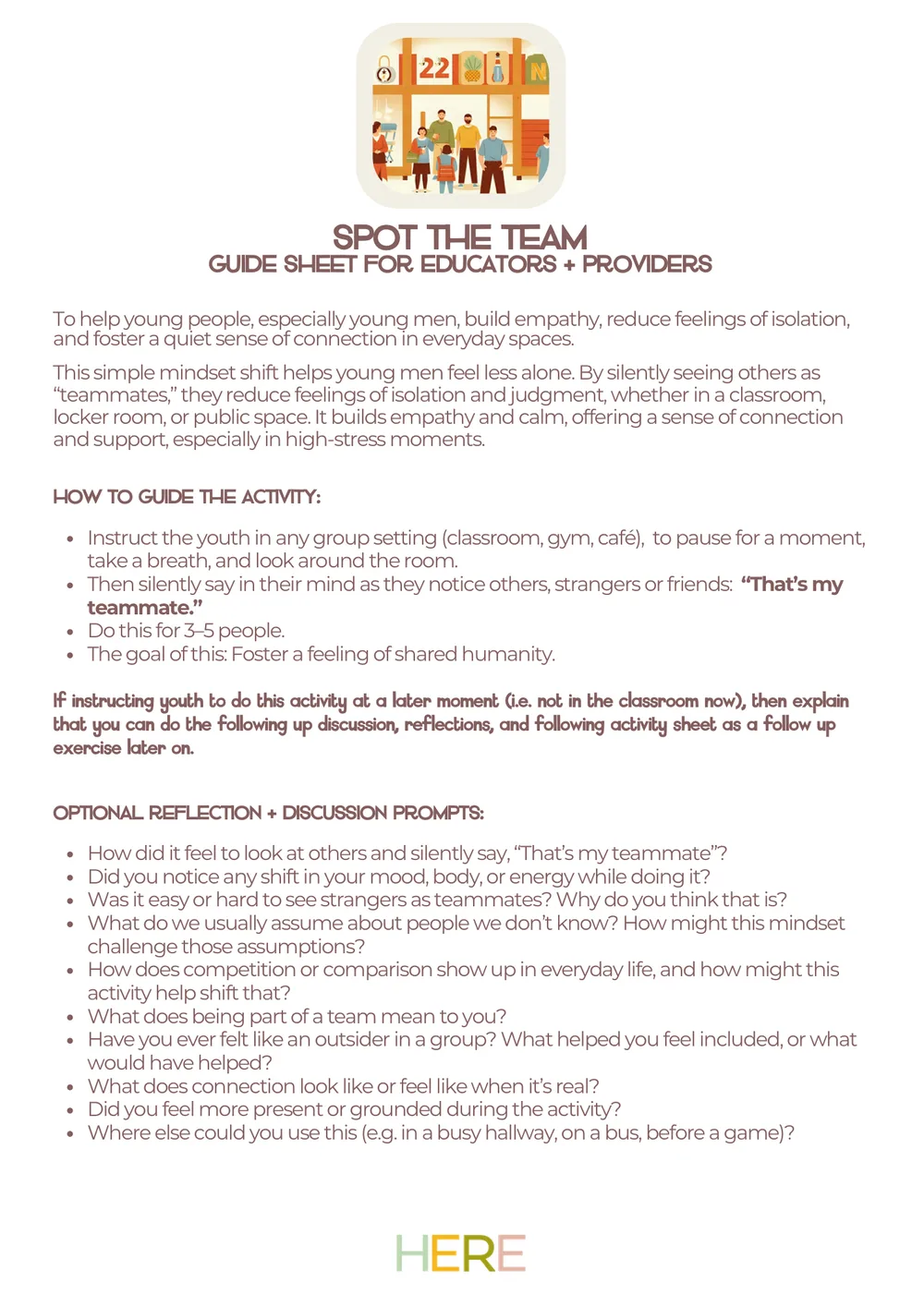 The first page of Spot The Team