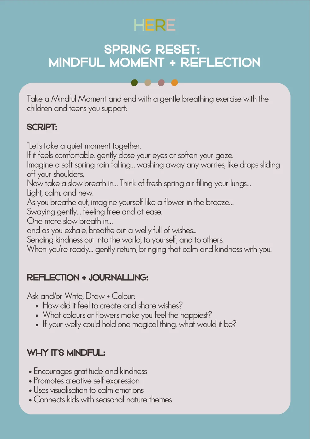 The first page of Spring Reset