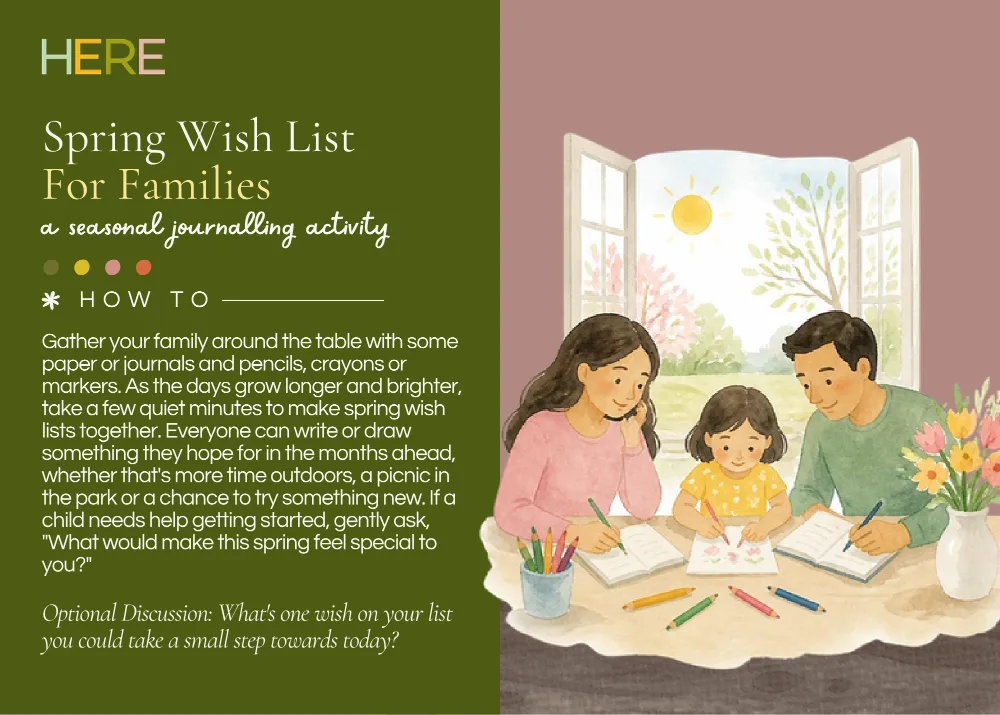 The first page of Spring Wish List For Familes