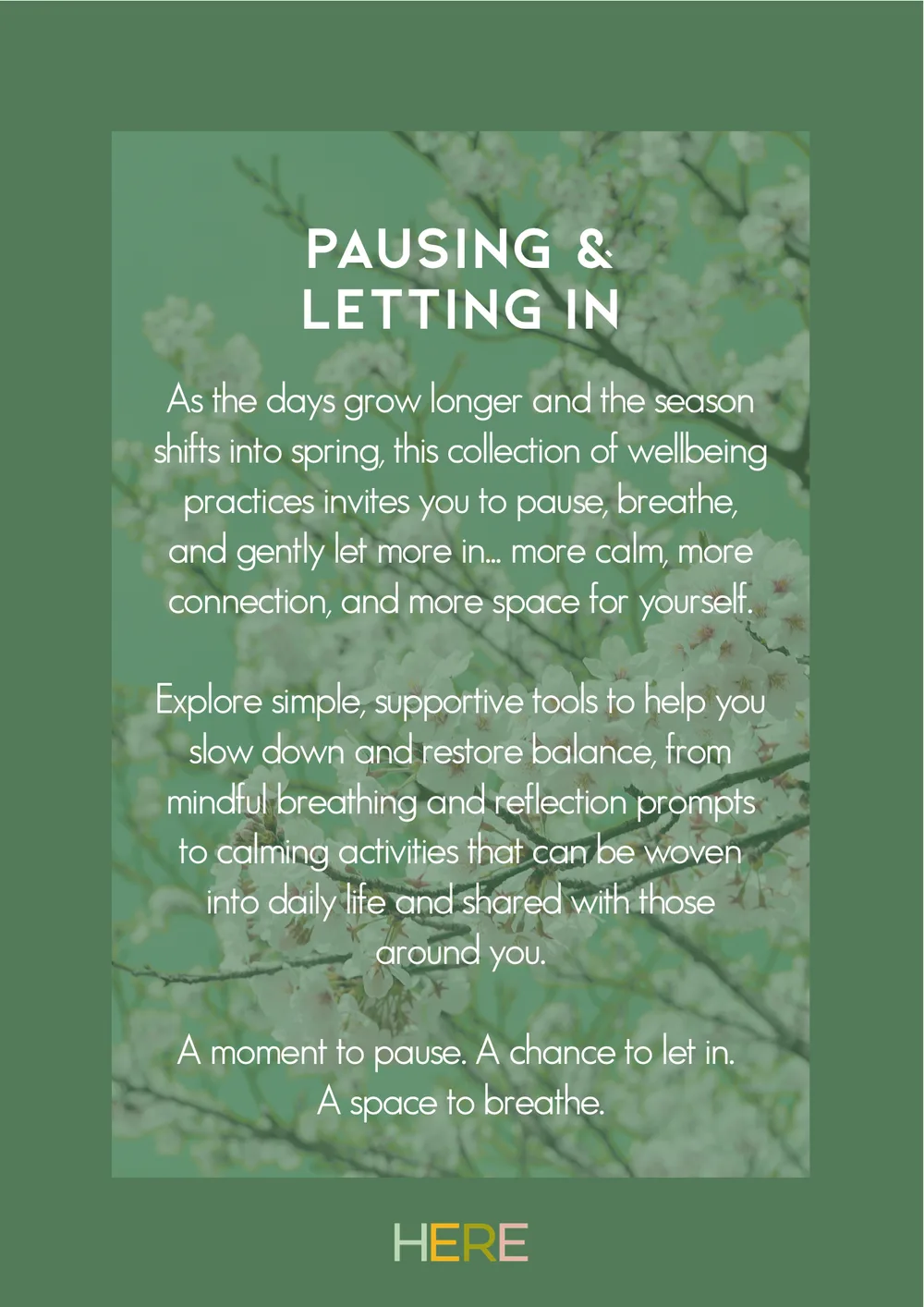 The first page of Springtime Pause And Let Go Staff Wellbeing