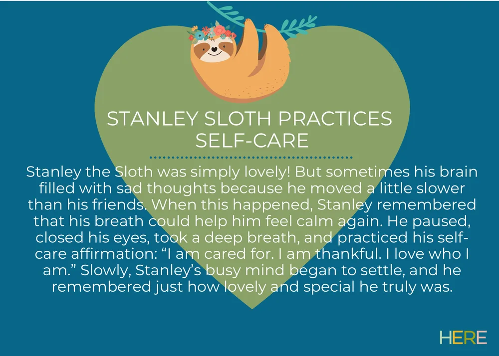 The first page of Stanley The Sloth Practices Self-Care
