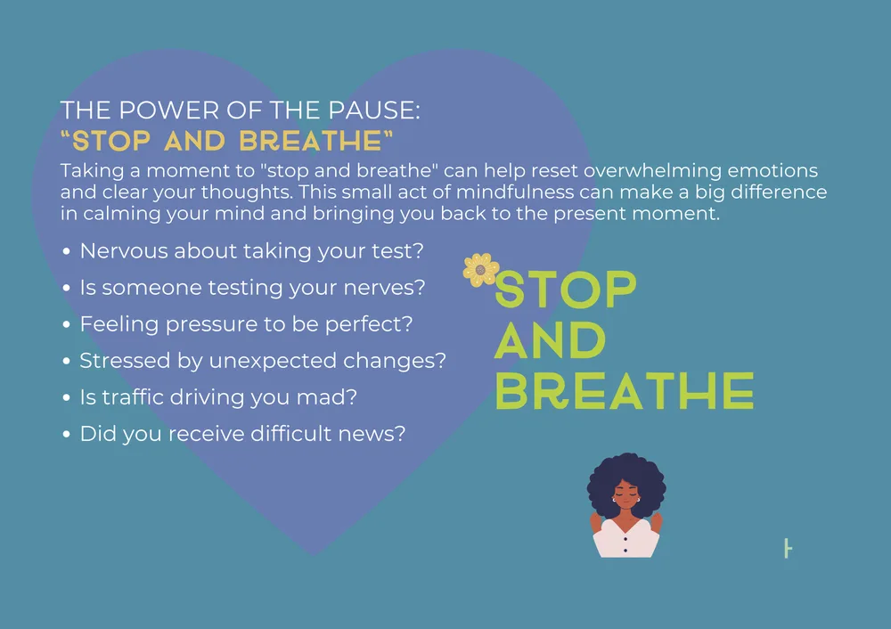 The first page of Stop and Breathe