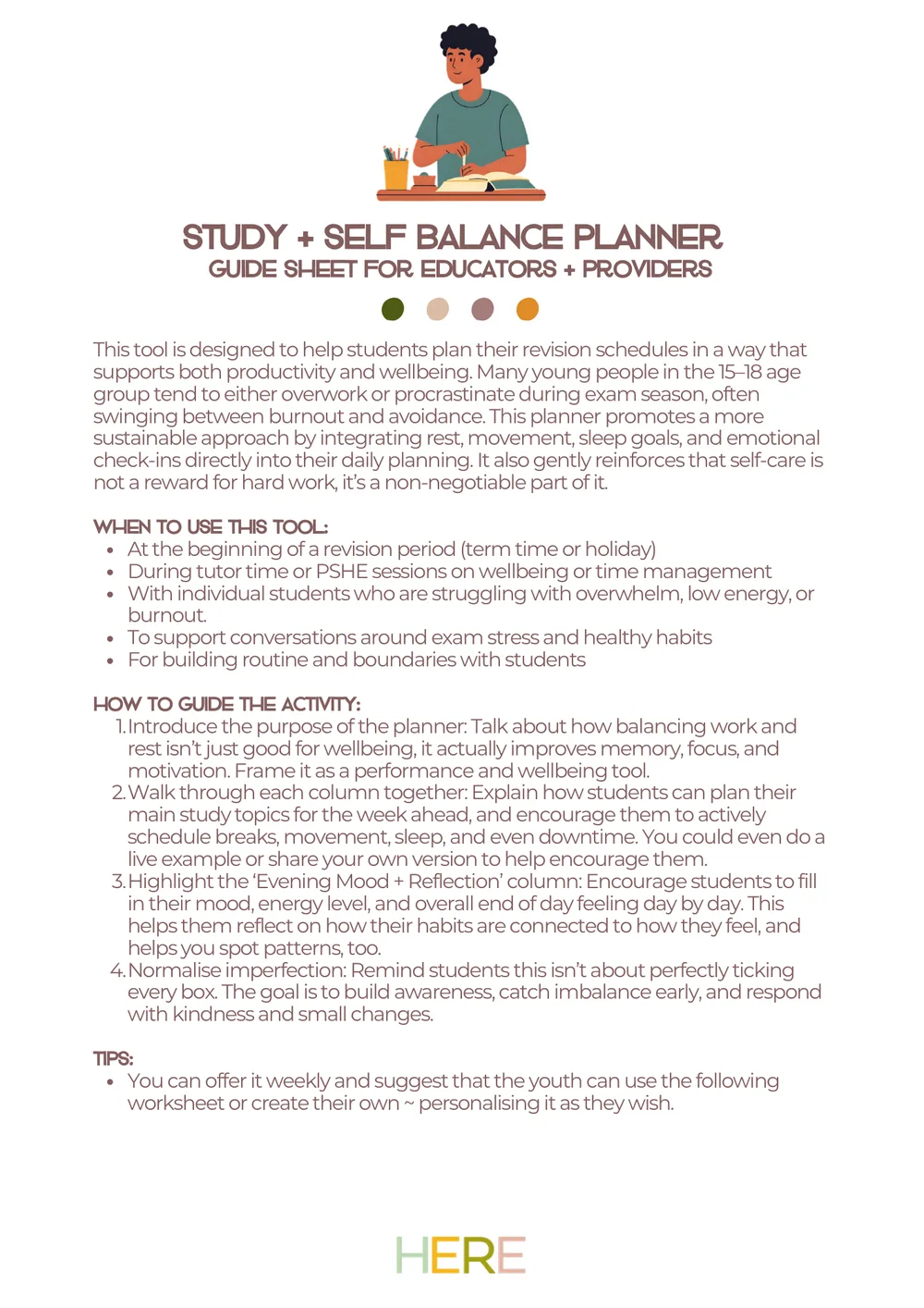 The first page of Study And Self-Balance Planner