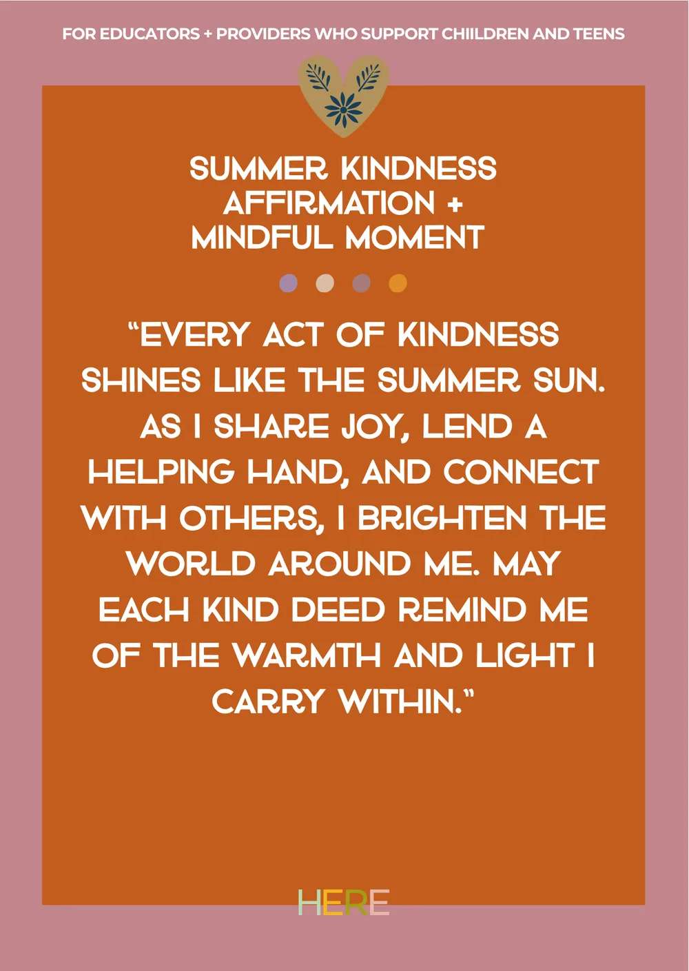 The first page of Summer Kindness