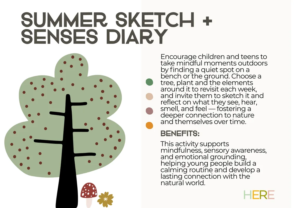 The first page of Summer Sketch + Senses Diary