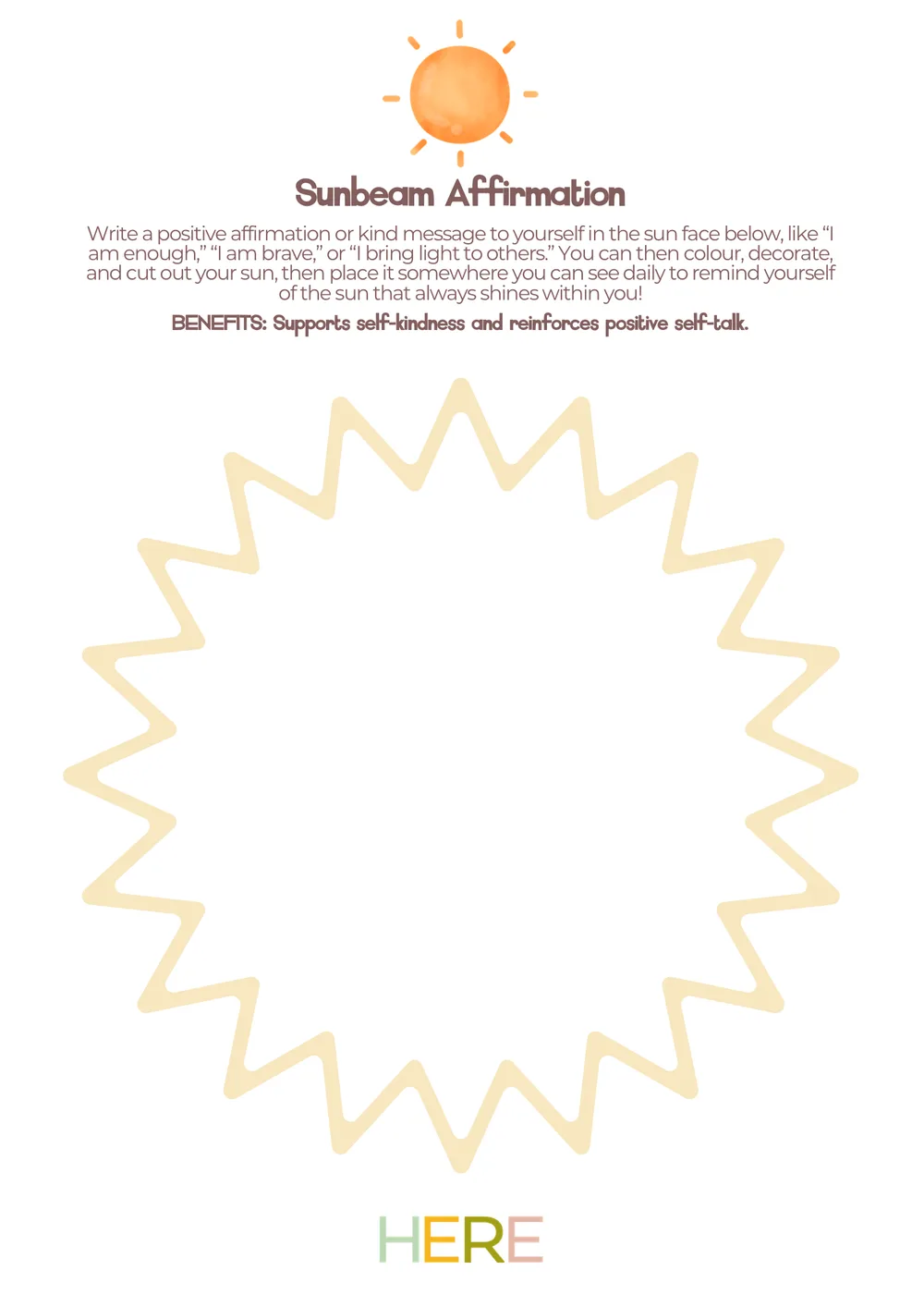 The first page of Sunbeam Affirmation