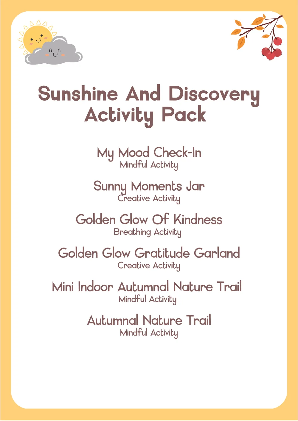 The first page of Sunshine And Discovery