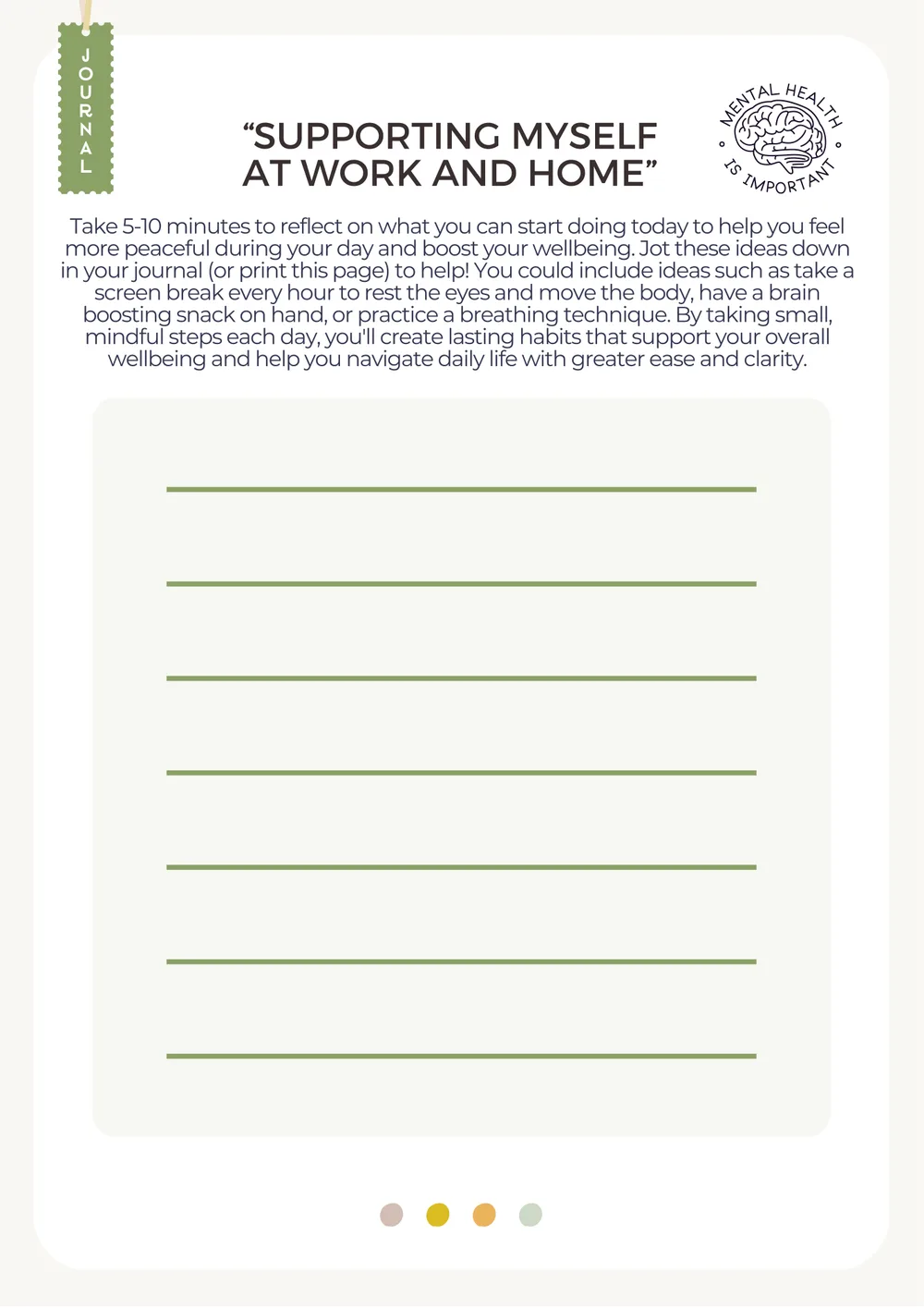 The first page of Supporting Myself At Work And Home