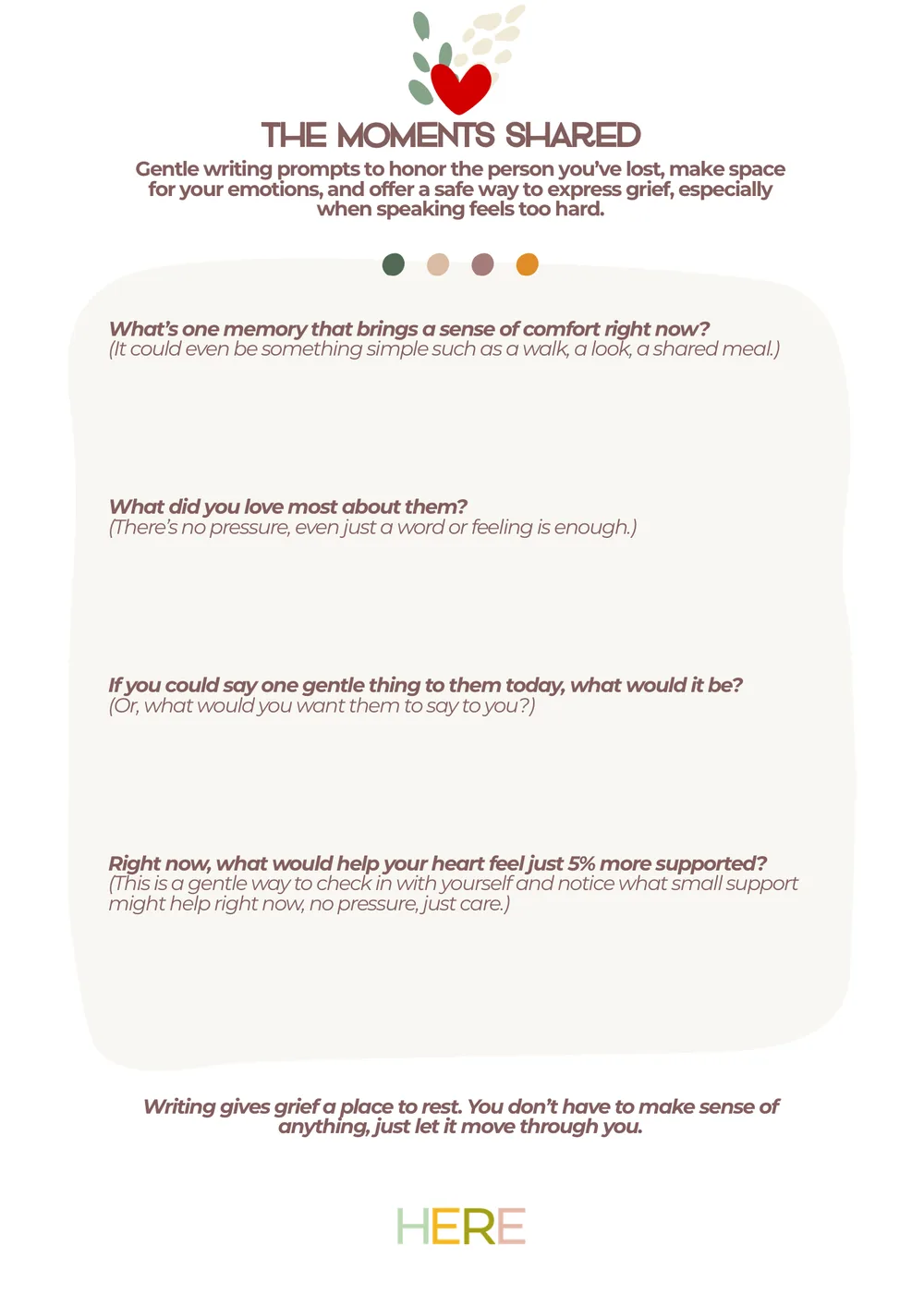 The first page of The Moments Shared