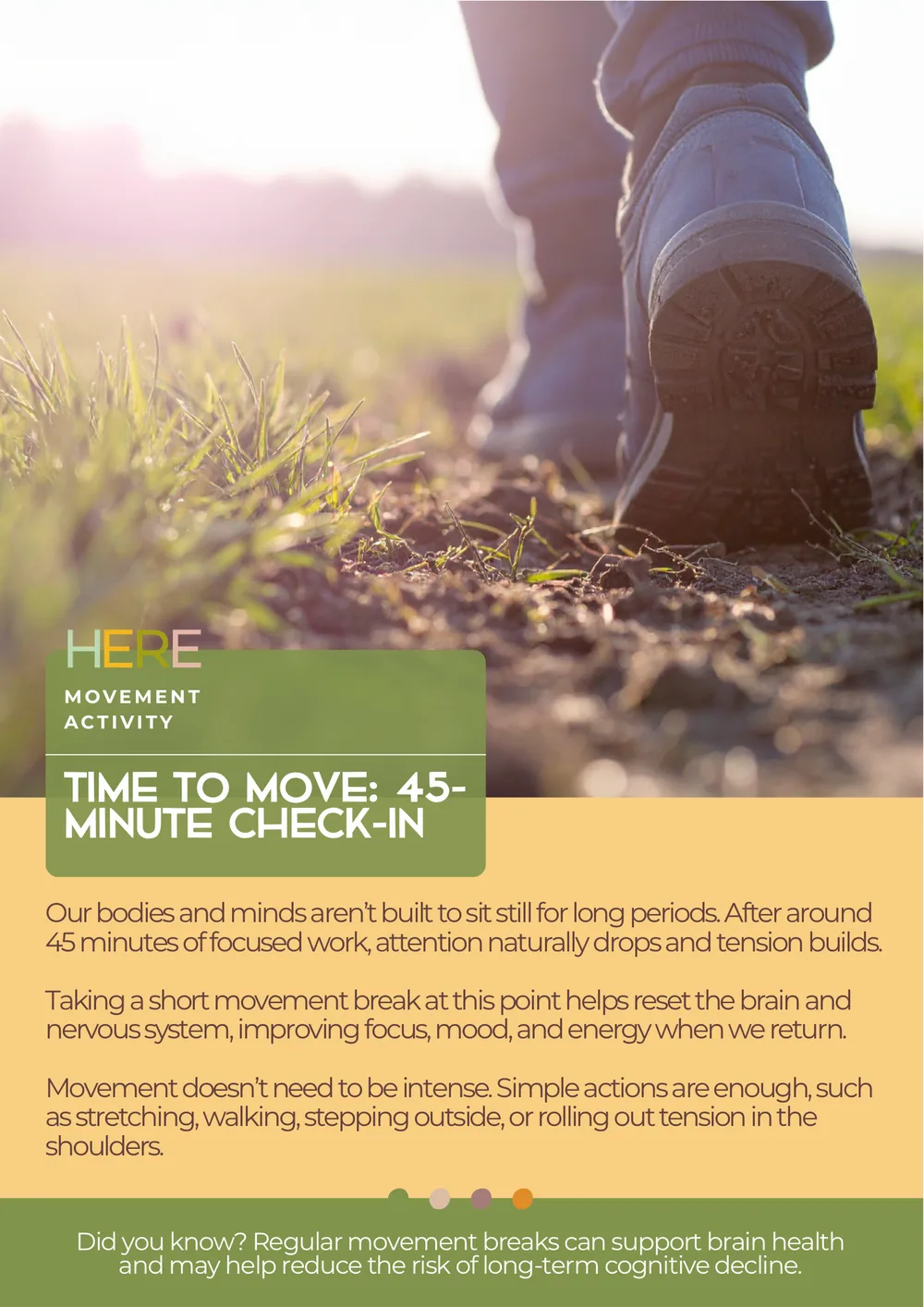 The first page of Time to Move: 45-Minute Check-In