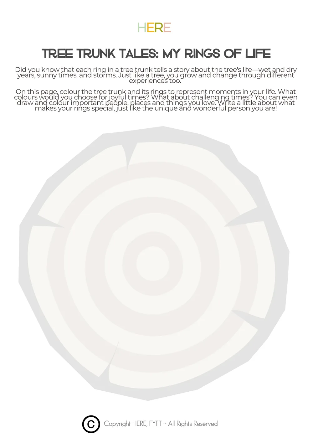 The first page of Tree Trunk Tales: My Rings Of Life