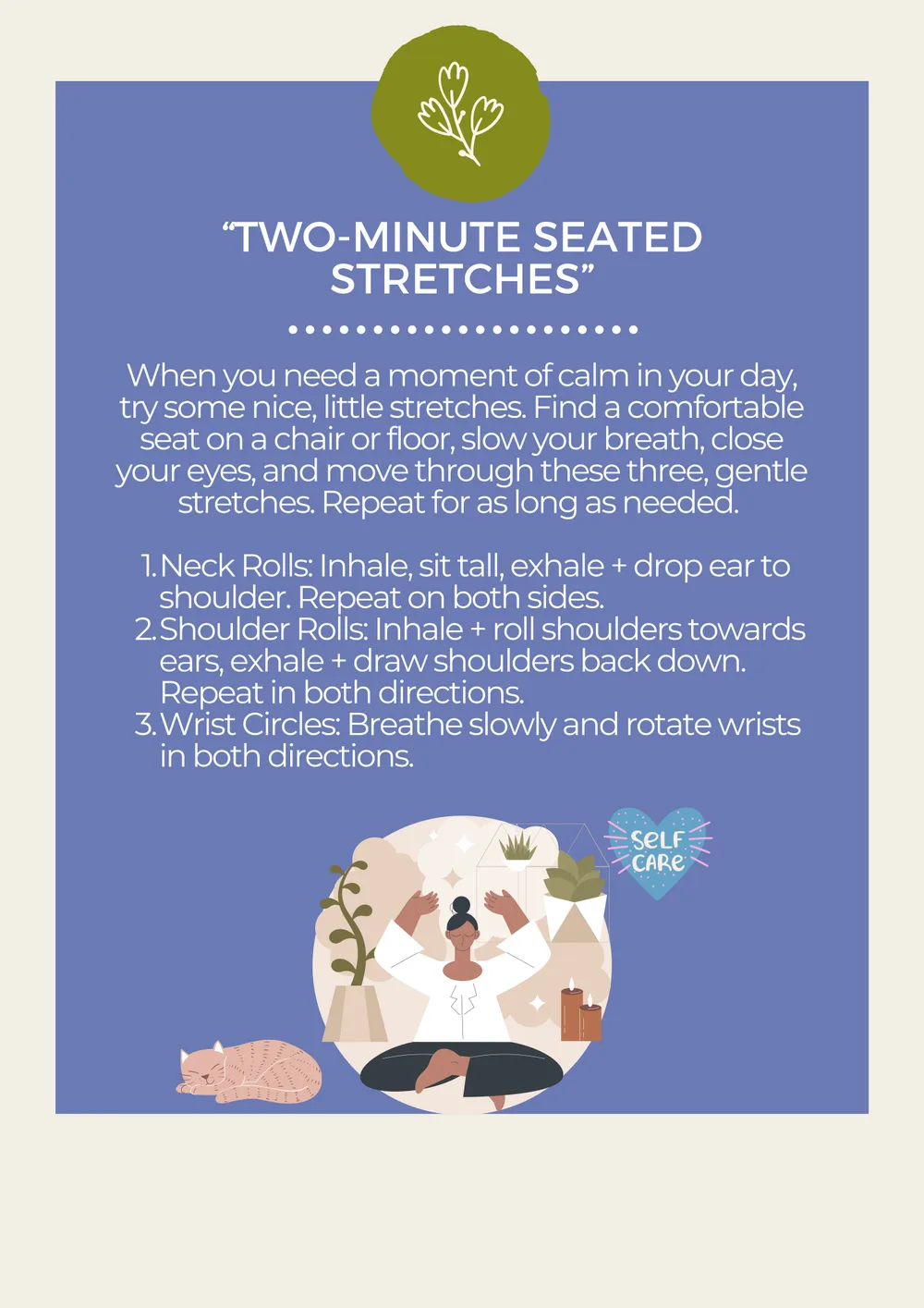 The first page of Two-Minute Seated Stretches