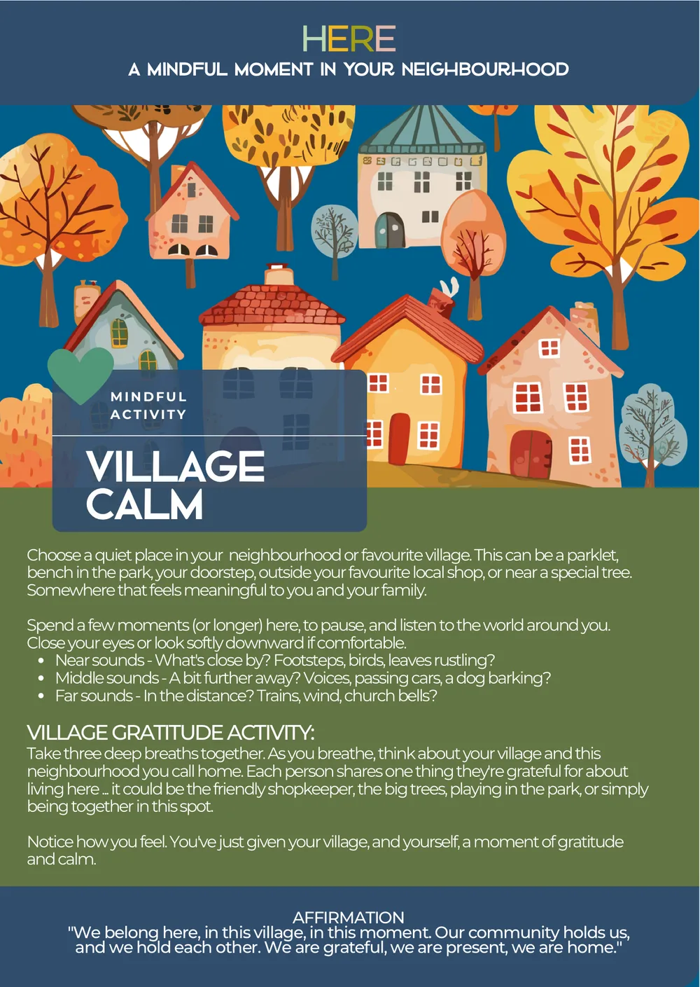 The first page of Village Calm