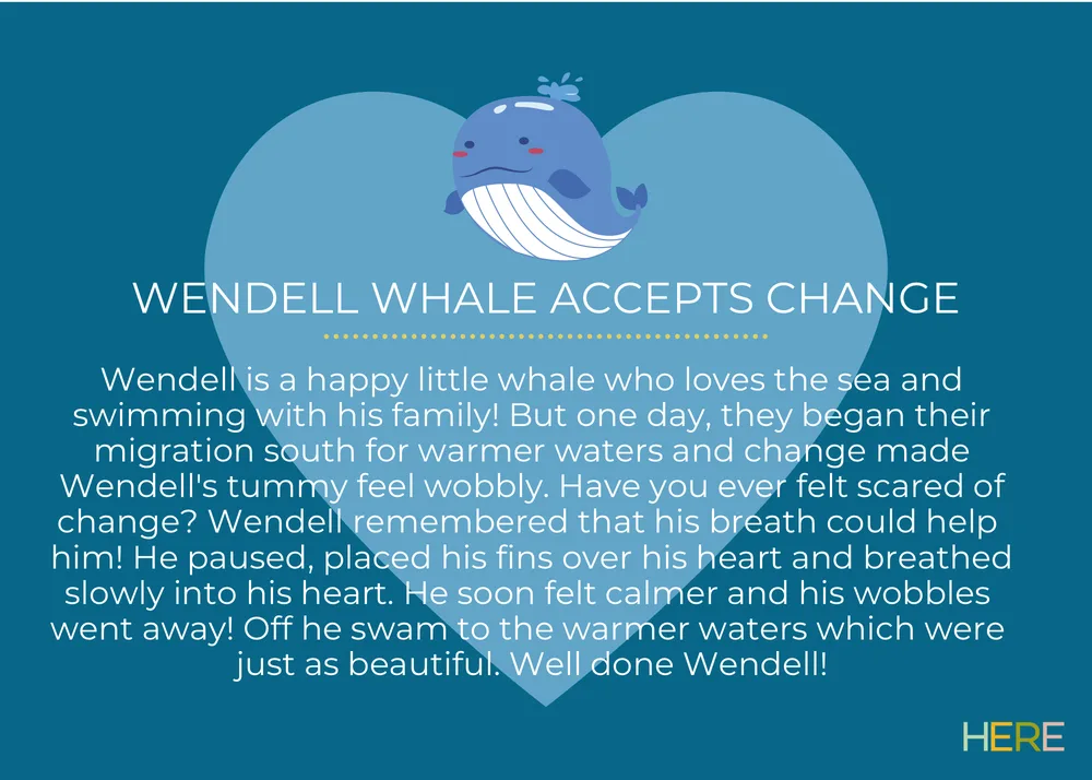The first page of Wendell The Whale Accepts Change