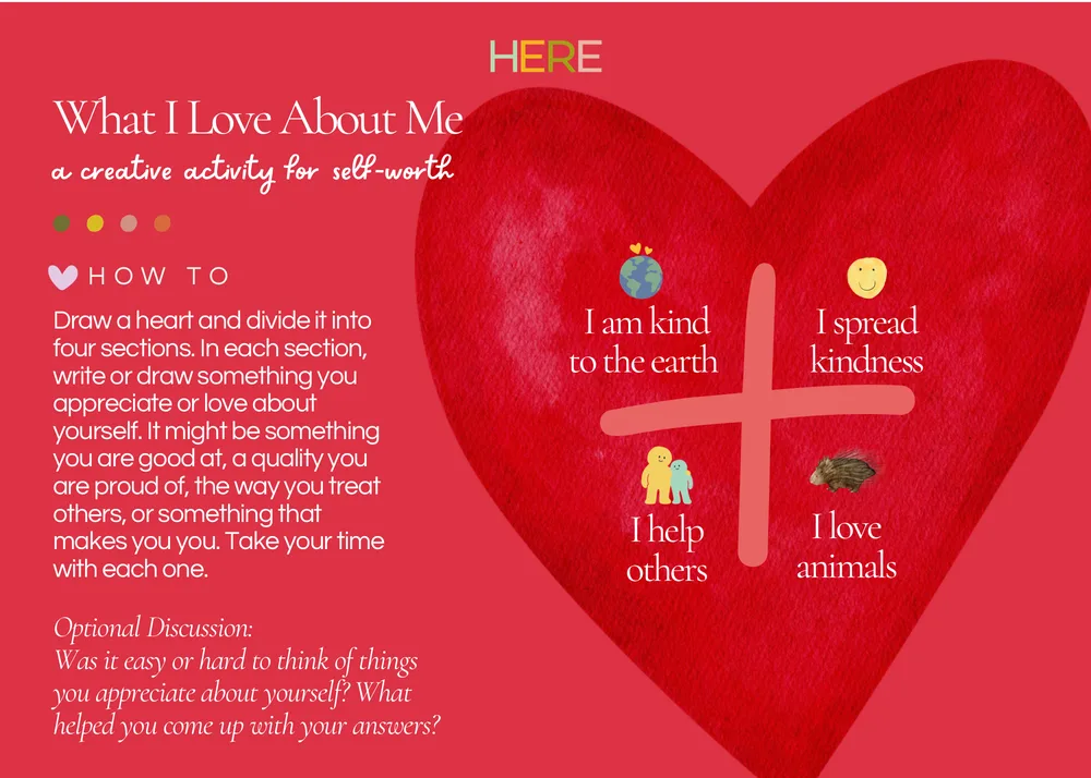 The first page of What I Love About Me