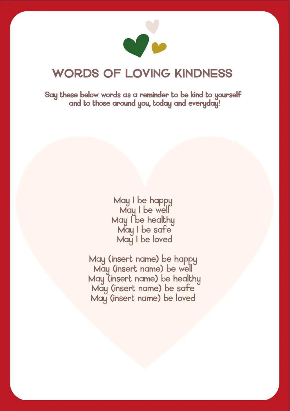 The first page of Words Of Loving Kindness